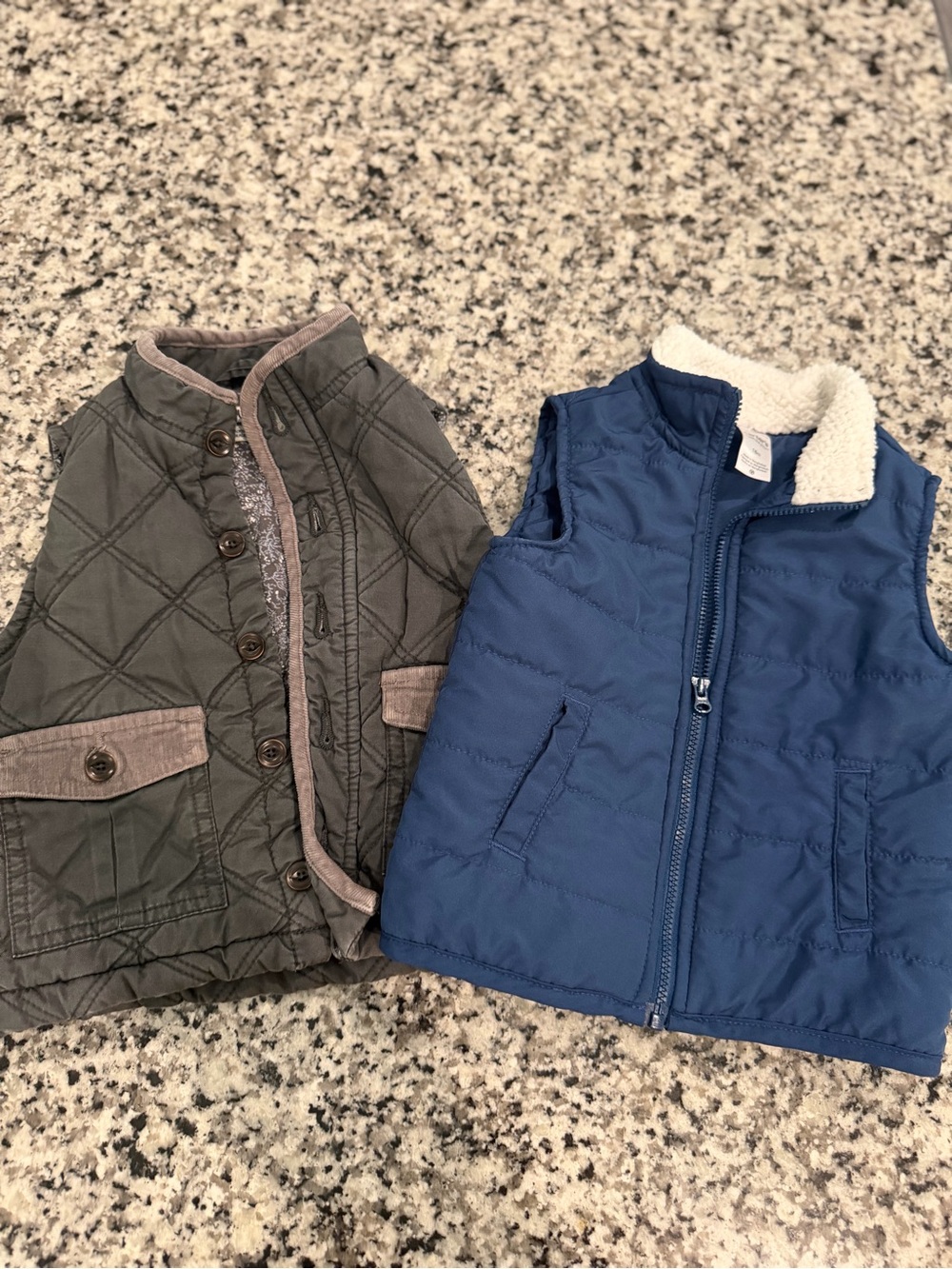 Carter's Quilted Kids Vests in Blue and Olive